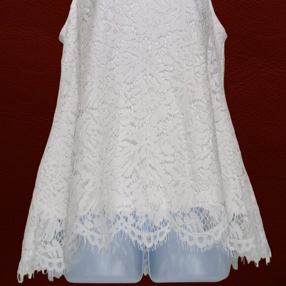 Isaac Mizrahi Live! White Floral Lace Loft Petite Sleeveless Tank Top Blouse S/M - Picture 5 of 12
